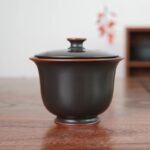 Non-hot-to-touch San Cai Gaiwan Set, Guangxi Qinzhou Nixing Pottery Teapot with Full Holes, Built-in Filter, Tea-Strainer-Free Gaiwan - 图片 6