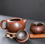 Nixing Clay Xishi Teapot, Mountain Landscape Line-Carving - Image 2