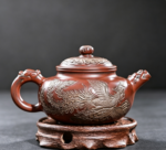 Qinzhou Nixing Pottery · Dragon‑Phoenix All‑Relief Teapot - ภาพ 2