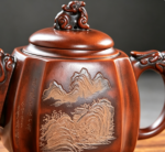 Landscape Scroll" Dual‑Sided Nixing Square Teapot - Image 3
