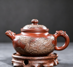 Qinzhou Nixing Pottery · Dragon‑Phoenix All‑Relief Teapot