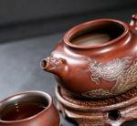 Qinzhou Nixing Pottery · Dragon‑Phoenix All‑Relief Teapot - ภาพ 5