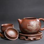 Hand-Etched Pine Crane Nixing Pottery Xishi Teapot - Image 4