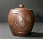 Blessing Motif Hand‑Carved Nixing Tea Storage Jar