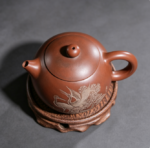 Hand-Etched Pine Crane Nixing Pottery Xishi Teapot - Image 3