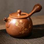 Fully handmade gold-painted side-handle Nixing clay pottery
