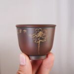 Hand‑Carved Gilded Lotus Nixing Pottery Master Teacup | Chinese Gongfu Tea Cup